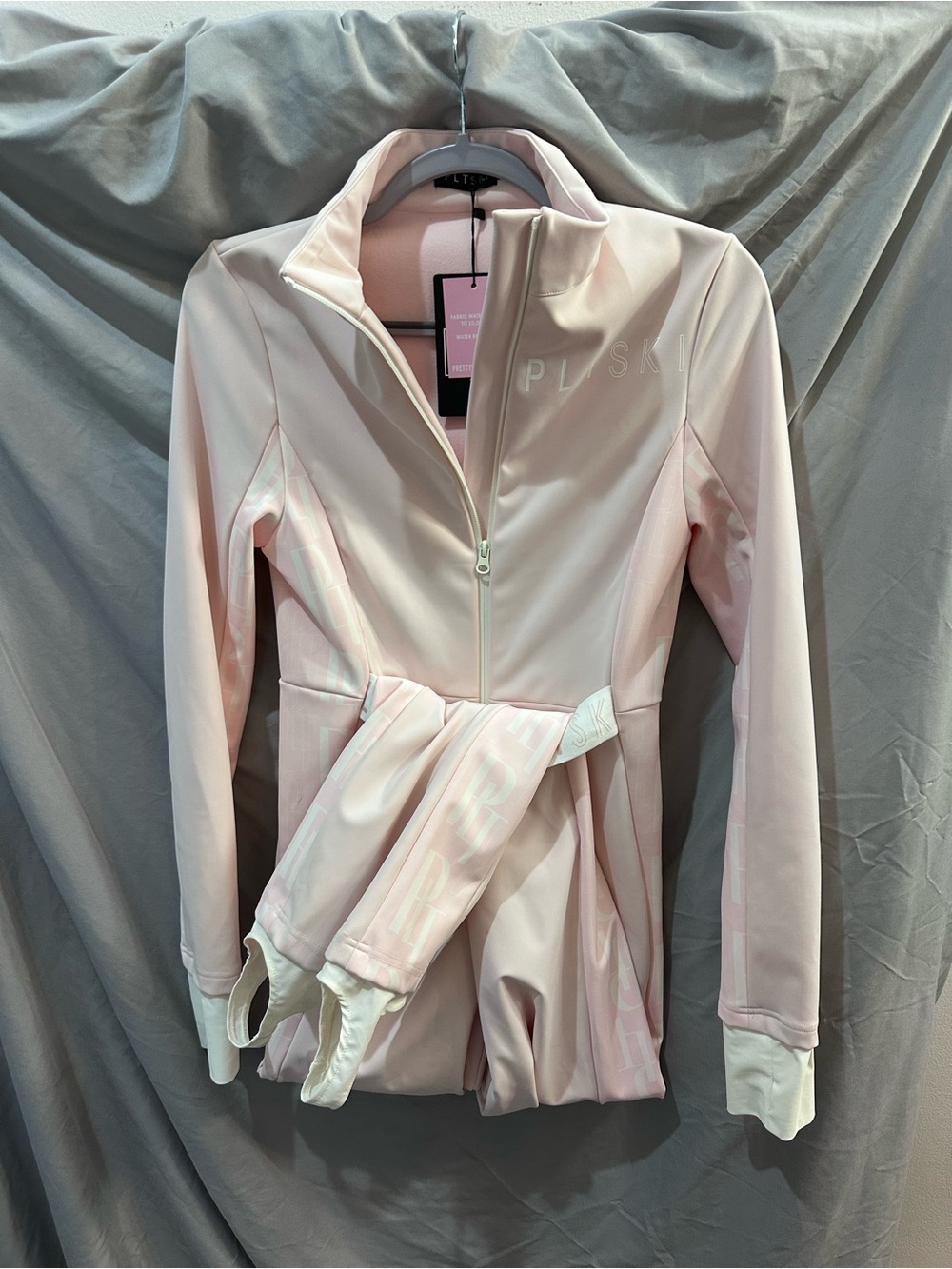 PrettyLittleThing Pale Pink Ski Jumpsuit with Zip Front